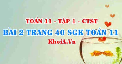 Bài 2 trang 40 SGK Toán 11 Tập 1 Chân trời sáng tạo